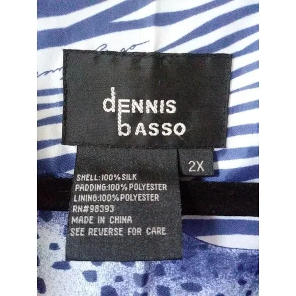 DENNIS BASSO Quilted Silk Jacket Womens Size 2x Blue Coat Outerwear Lined Jacket - Picture 5 of 11